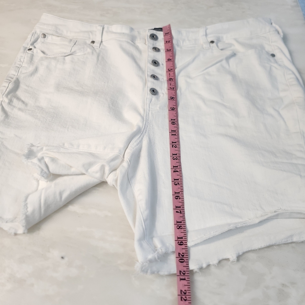 Torrid White Jean Shorts with Button fly, Frayed Hem - Picture 5 of 7